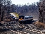 AMTK 715 leads the northbound Adirondack through Stuyvesant